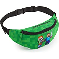 Minecraft Riñonera Deportiva- Riñonera Niño En Color Verde- Bolso Cinturon con Correa Ajustable para Viajar Deporte…
